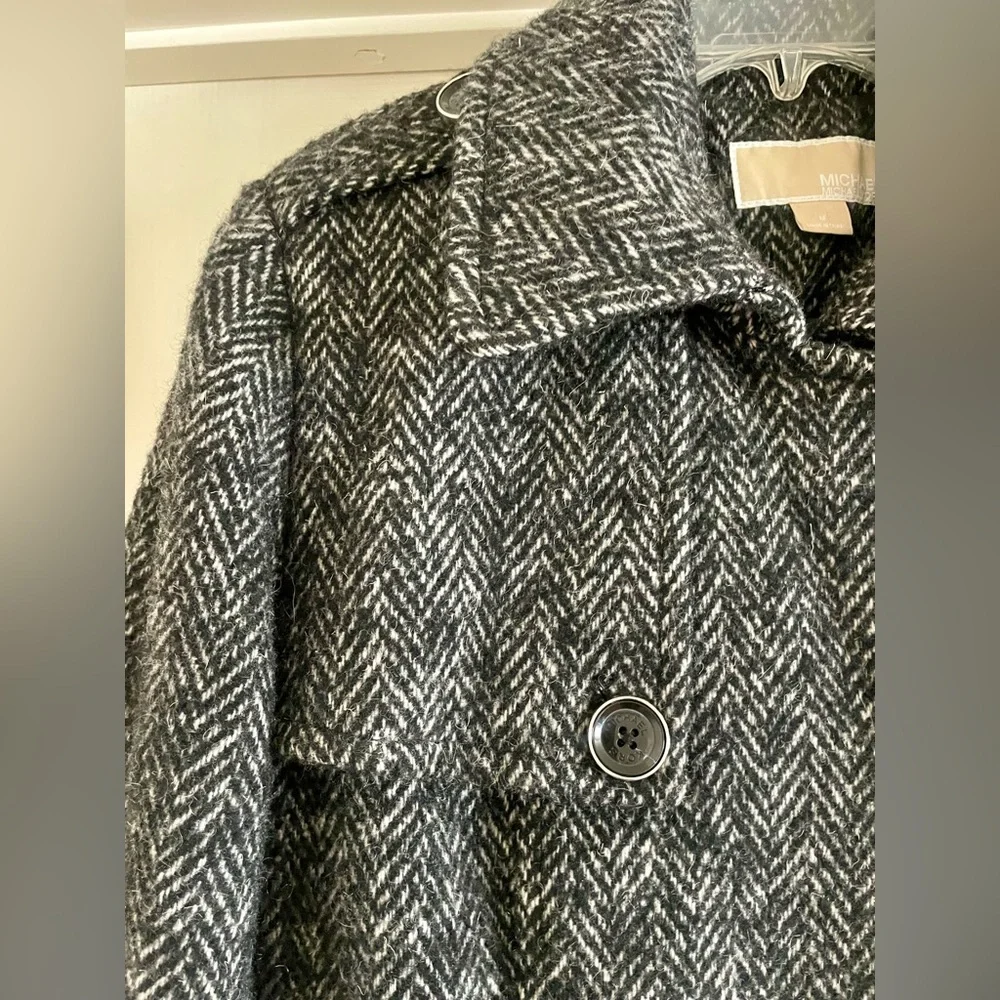 MICHAEL by Michael Kors Herringbone Double Breasted Trench Coat - Picture 3 of 10